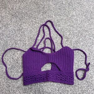 Purple Crochet Halter Top - Small - final sale - worn one time